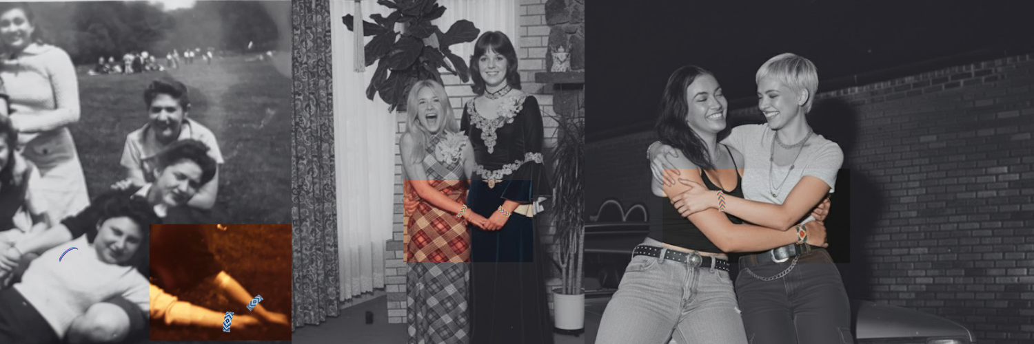 Collage of various vintage photos featuring people in different settings.